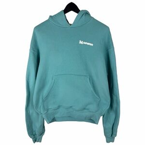 Mens 24Seven Non Stop Dancing Promo Streetwear Teal Hoodie Size XS